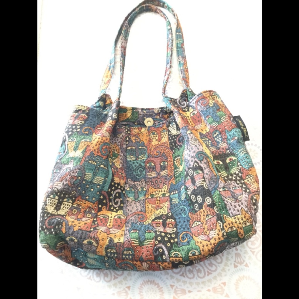 Vintage Laurel Burch Cat Purse Felines Tapestry